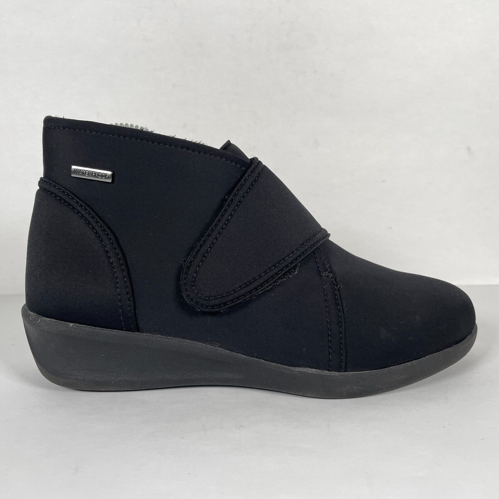 Aravon Fairlee Instep Strap Ankle Boots Womens Size 7 Black 200g Insulated Shoes